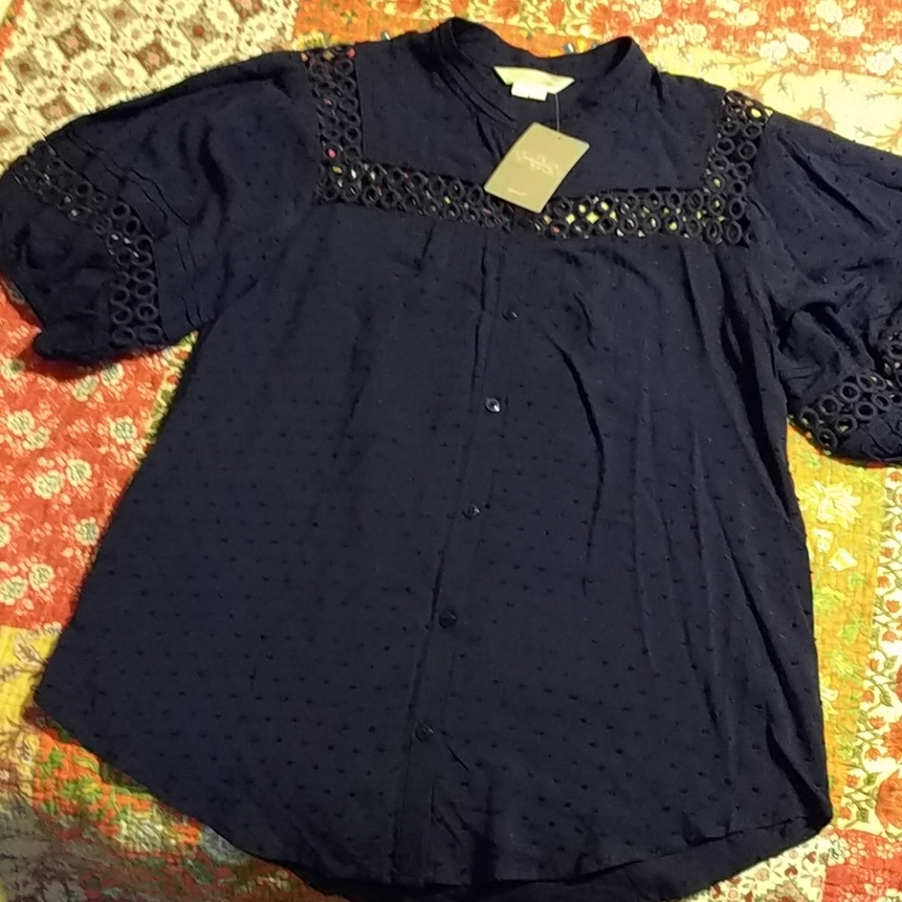 Anthropologie Navy blouse
